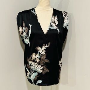 White House Black Market Black Floral Blouse